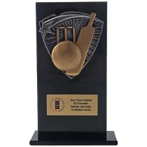 Jet Glass Shield Cricket Trophy | 160mm | G25