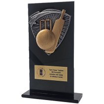 Jet Glass Shield Cricket Trophy | 160mm | G25