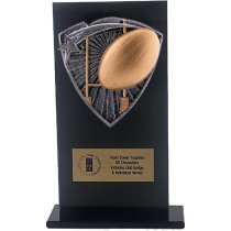 Jet Glass Shield Rugby Trophy | 160mm | G25