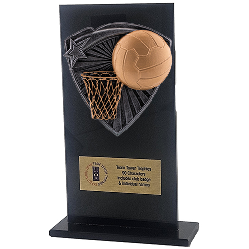 Jet Glass Shield Netball Trophy | 160mm | G25