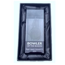 Glacier Crystal Cricket Trophy | 3D Engraved Image inside | Bowler of the Season | 102mm | B