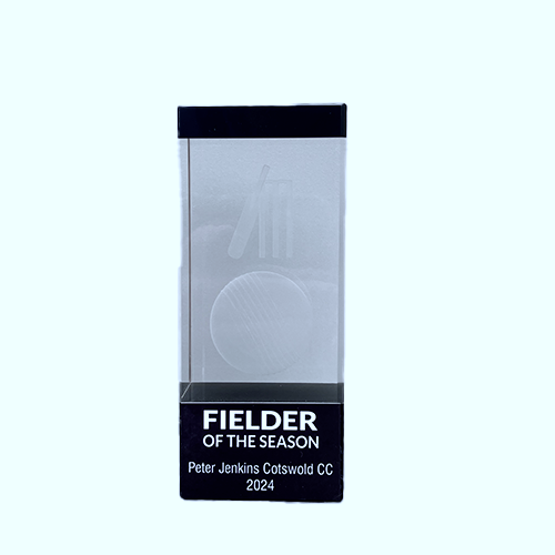 Glacier Crystal Cricket Trophy | 3D Engraved Image inside | Fielder of the Season | 102mm | B