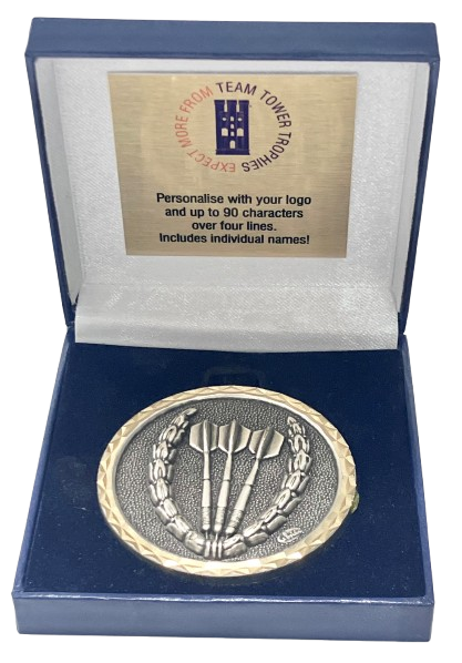 High Relief Brass Darts Medal | 60mm | Boxed