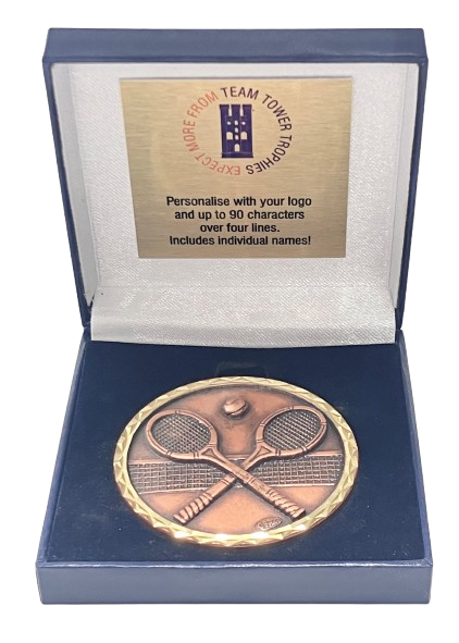 High Relief Brass Tennis Medal | 60mm | Boxed