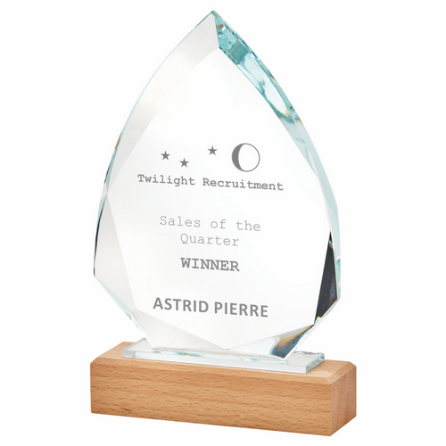 Flint Crystal Award with Wood Base | 210mm