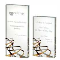 Silver & Gold Ribbon Crystal Award | 180mm