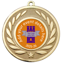 Personalised Medal | Gold | Embossed Wreath | Features Your Badge