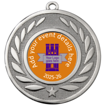 Personalised Medal | Silver | Embossed Wreath | Features Your Badge