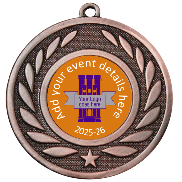 Personalised Medal | Bronze | Embossed Wreath | Features Your Badge