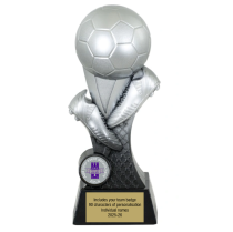 Kit Kolour Football Boot & Ball Trophy | Silver & Black | 150mm