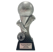 Kit Kolour Football Boot & Ball Trophy | Silver & Black | 205mm