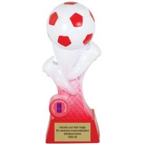 Kit Kolour Football Boot & Ball Trophy | Red & White | 175mm