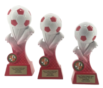 Kit Kolour Football Boot & Ball Trophy | Red & White | 175mm