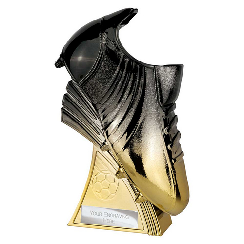 Power Boot Football Trophy | Heavyweight | 200mm | Black & Gold