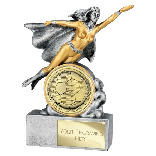 Hero Female Football Trophy | 140mm | Silver & Gold