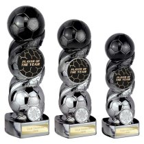 Hat-trick Strike Football Trophy | Player of the Year | 190mm | Black & Silver