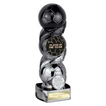 Hat-trick Strike Football Trophy | Player of the Year | 190mm | Black & Silver