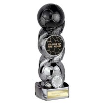 Hat-trick Strike Football Trophy | Player of the Year | 220mm | Black & Silver