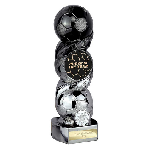 Hat-trick Strike Football Trophy | Player of the Year | 240mm | Black & Silver