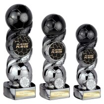 Hat-trick Strike Football Trophy | Players Player | 190mm | Black & Silver