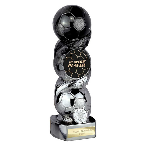 Hat-trick Strike Football Trophy | Players Player | 240mm | Black & Silver