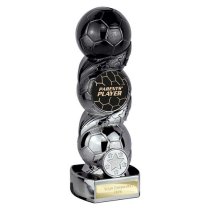 Hat-trick Strike Football Trophy | Parents Player | 190mm | Black & Silver