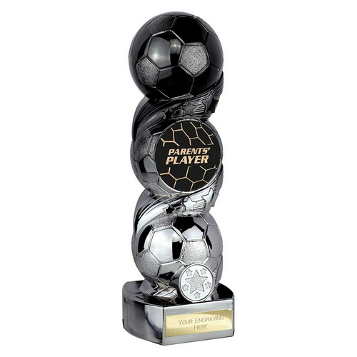 Hat-trick Strike Football Trophy | Parents Player | 240mm | Black & Silver