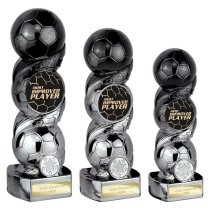 Hat-trick Strike Football Trophy | Most Improved | 190mm | Black & Silver