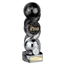 Hat-trick Strike Football Trophy | Most Improved | 240mm | Black & Silver