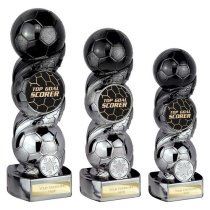 Hat-trick Strike Football Trophy | Top Goal Scorer | 190mm | Black & Silver