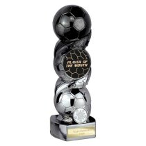 Hat-trick Strike Football Trophy | Player of the Month | 240mm | Black & Silver