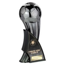 Firestorm Football Trophy | Heavyweight | Thank You Coach | 240mm | Black & Silver