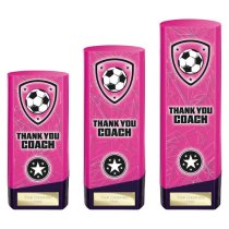 Prime Heavyweight Football Trophy | Thank You Coach | 190mm | Pink