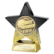 Superstar Football Trophy | Most Improved Player | 110mm | Black & Gold