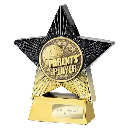 Superstar Football Trophy | Parents Player | 140mm | Black & Gold