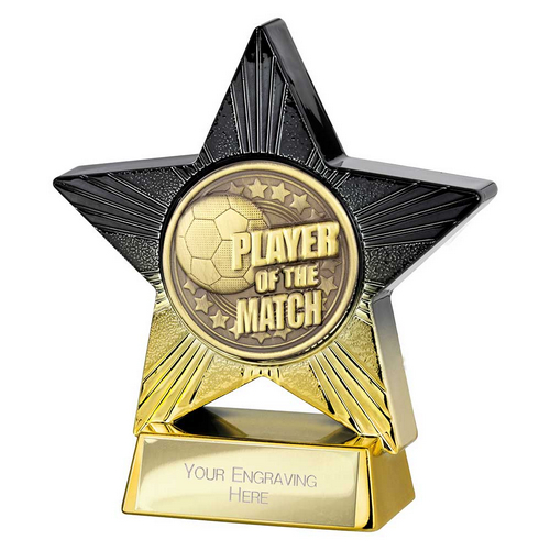 Superstar Football Trophy | Player of the Match | 110mm | Black & Gold