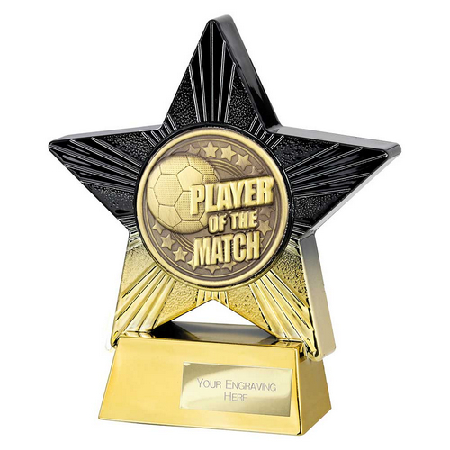 Superstar Football Trophy | Player of the Match | 140mm | Black & Gold