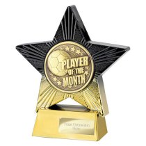 Superstar Football Trophy | Player of the Month | 140mm | Black & Gold