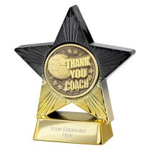 Superstar Football Trophy | Thank you Coach | 110mm | Black & Gold