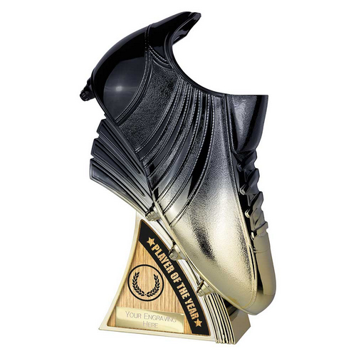 Power Boot Football Trophy | Heavyweight | Player of the Year | 250mm | Black & Gold