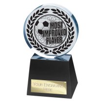 Emperor Crystal Football Trophy | Most Improved | 155mm | Clear