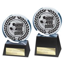 Emperor Crystal Football Trophy | Thank You Coach | 125mm | Clear