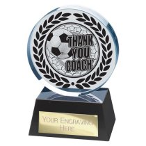 Emperor Crystal Football Trophy | Thank You Coach | 125mm | Clear