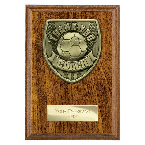 Cobra Plaque Football Trophy | Thank you Coach | 150mm | Brown