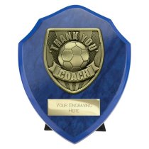 Cobra Shield Football Trophy | Thank you Coach | 125mm | Blue