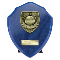 Cobra Shield Football Trophy | Thank you Coach | 150mm | Blue