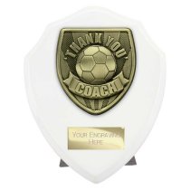 Cobra Shield Football Trophy | Thank you Coach | 125mm | White