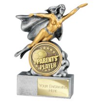 Hero Female Football Trophy | Parents Player | 140mm | Silver & Gold