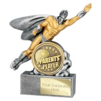 Hero Male Football Trophy | Parents Player | 140mm | Silver & Gold