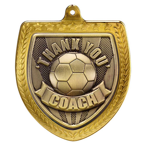 Cobra Shield Football Medal | Thank you Coach | 75mm | Gold